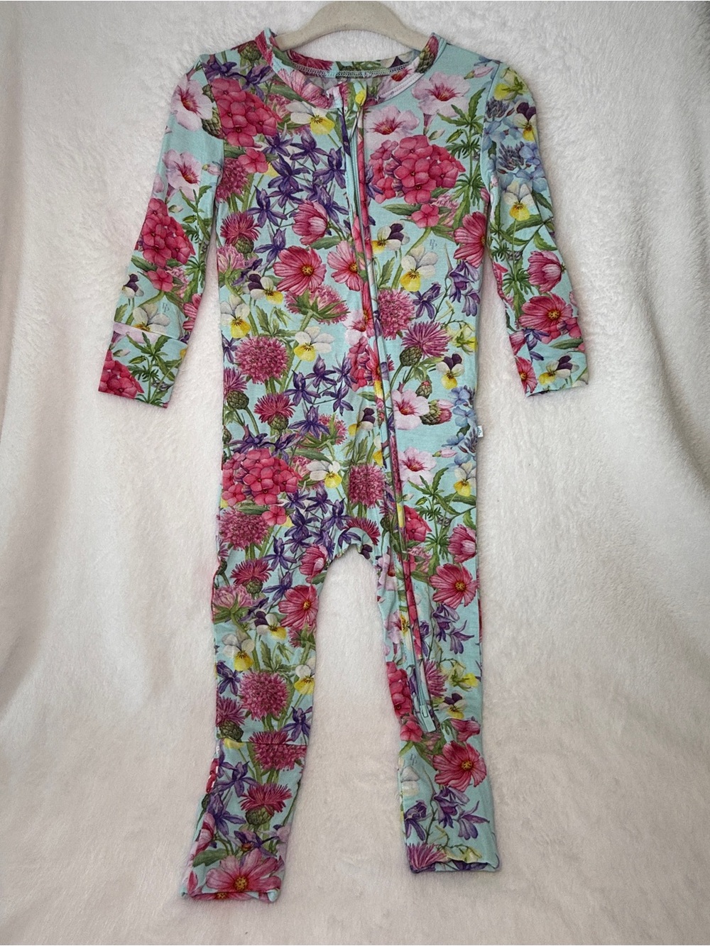 Posh Peanut Floral Bamboo Convertible One Piece 9-12M Aqua Pink